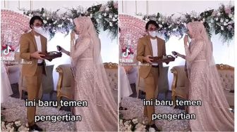 Teman Bawa Kado Paling Pengertian untuk Pengantin Baru, Ekspresi Bahagia Mempelai Disorot