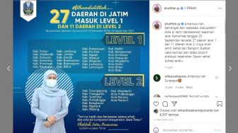 27 Kabupaten dan Kota di Jatim Masuk Level 1 PPKM, 11 Daerah Level 11, Ini Daftarnya