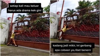 Viral Wanita Penuh Perjuangan Buka Pagar Kos, Roda Pagarnya Jadi Perhatian Warganet