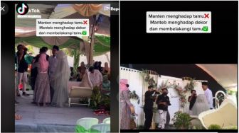 Menikah dengan Perhitungan Weton, Kursi Pelaminan Mempelai ini Membelakangi Tamu Undangan