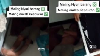 Viral Suami Istri Pergoki Maling Tidur di Rumahnya, Netizen: Semoga Gak Kena Amukan Warga