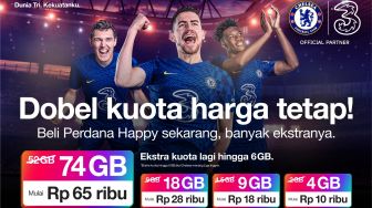 Gandeng Chelsea FC, 3 Indonesia Berikan Dobel Kuota Harga Tetap
