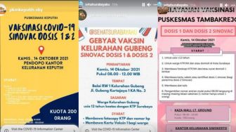 UPDATE Info Vaksin Surabaya 14 Oktober 2021 Siang Ini, Ada di 10 Tempat
