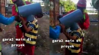 Viral Video Kepala Bocah Nyangkut di Pipa Malah Jadi Guyonan Warganet