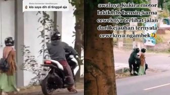 Dua Sejoli Berantem di Pinggir Jalan, Aksi Si Cowok Angkat Kekasihnya ke Motor Disorot