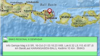 Gempa Bumi M 4,8 di Karangasem Bali Terasa Hingga Denpasar, Disusul 2 Kali Guncangan