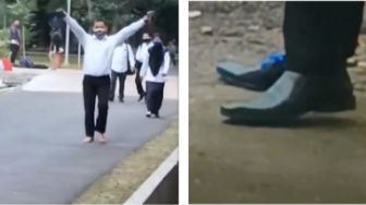 Viral Istri Antar Suami Tes CPNS, Auto Terharu Lihat Pita Biru Diikat di Sepatu