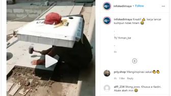 Kreatif! Viral Kuli Bangunan Sulap Kardus Jadi Pelindung Kepala, Warganet: Kerja Cerdas