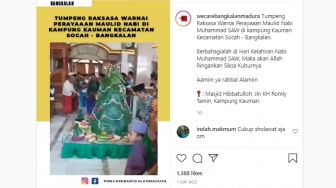 Tumpeng Raksasa Perayaaan Maulid Nabi di Bangkalan Madura, Warganet: Kirain Pohon Natal