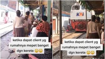 Viral Tenda Hajatan Mepet Rel Kereta Api, Warganet Waswas: Tukang Foto Jantungnya Aman?