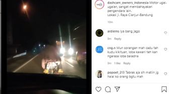 Viral, Motor Ugal-ugalan Bonceng Tiga di Jalan Raya Cianjur-Bandung, Netizen Bereaksi
