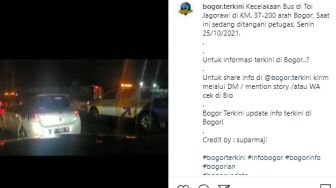 Viral! Kecelakaan Bus di Tol Jagorawi