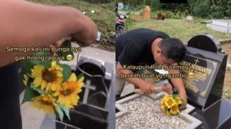 Viral Cowok Paku Bunga di Kuburan Karena Sering Dicuri Maling, Banjir Dukungan