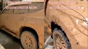 Pajero Lintasi Jalan Ekstrem Pulang Penuh Lumpur, Warganet: Ini Baru Sesuai Fungsi