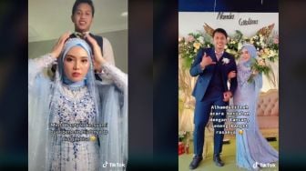 Salut! Gelar Resepsi Tanpa MUA, Pengantin Wanita Ini Dandan Dibantu Suami