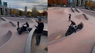 Niatnya Caper Malah Keblinger, Pemotor yang Nekat Masuk Skate Park Berakhir Malu-maluin