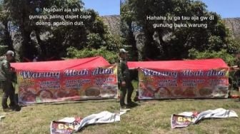 Viral Pendaki Naik Gunung Buat Cari Duit, Buka Warung Pecel Lele Pakai Tenda