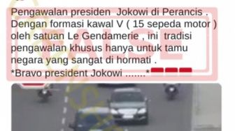 CEK FAKTA: Jokowi Dikawal 15 Motor Membentuk Formasi V di Perancis, Benarkah?