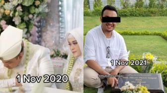 Nyesek! Viral Pria Rayakan 1 Tahun Anniversary Pernikahan di Kuburan Istri