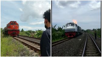 Api Berkobar di Bagian Depan Kereta Api, Penumpang Anggota TNI Panik Berhamburan