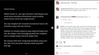 Jadi Tersangka, Rachel Vennya Kembali Minta Maaf di Instagram