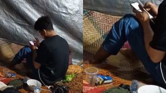 Viral Sejumlah Pria Dirikan Tenda di Kuburan lalu Tiduran di Samping Makam