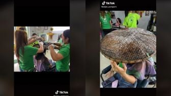 Nyeleneh! Salon Ini Mengecat Rambut Pakai Tampah, Hasilnya Bikin Penasaran