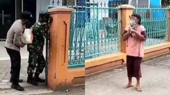 Viral Polisi dan Tentara Main Petak Umpet untuk Kagetkan Nenek Ini, Publik: So Sweet