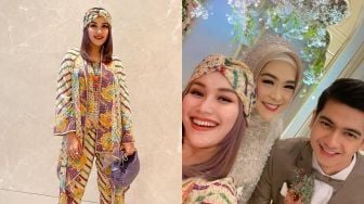 5 Gaya Kece Ayu Ting Ting Kondangan ke Ria Ricis Pakai Turban, Curi Perhatian