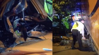 Truk Box Seruduk Pantat Tronton di Jalan Raya Tuban, Sopir Tewas Tergencet