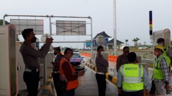 Sebelum Diresmikan Presiden, PJR Ditlantas Polda Banten Tinjau Jalan Tol Serang-Panimbang