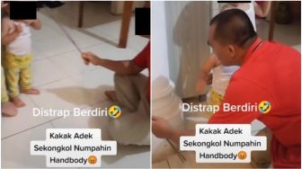 Kakak Adik Dihukum Gegara Tumpahkan Hand Body, Cara Menghukum Bapak Ini Disorot