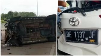 Toyota Rush Terbalik di Tol Lampung Ruas Lematang, 3 Penumpang Luka-luka