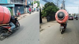 Viral Pemotor Angkut Tandon Air Bikin Prihatin, Ini Risiko Bahaya dan Aturan Hukumnya