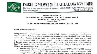 PWNU Jatim Edarkan Surat Keputusan Dukung Muktamar NU ke-34 17 Desember