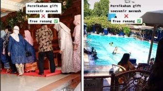 Tak Biasa, Lokasi Pernikahan di Pemandian Umum Souvenirnya Berenang Gratis