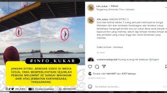 Viral, 3 Pemuda di Kukar Terjun Bebas Dari Jembatan Mahakam, Warganet: Lemas, Menangis