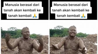 Viral! Pria Nekat Lumuri Tubuh Pakai Tanah, Ternyata Ada Pesan Menyentuh di Baliknya