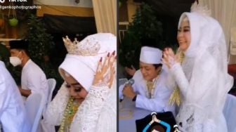 Pasangan Lancar Ucapkan Akad, Pengantin Perempuan Lompat Girang Sampai Mahkota Copot