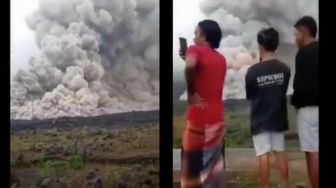 Viral Sejumlah Pemuda Rekam Luncuran Awan Panas Gunung Semeru dari Jarak Dekat