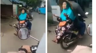 Kelakuan Emak-emak saat Dibonceng Motor Bikin Jantung Copot, Publik Geleng-geleng Kepala