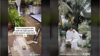 Tak Kehabisan Akal, Pengantin Ini Lakukan Pemotretan Pernikahan Bertema Banjir