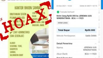 Hoaks Rekrutmen Honorer BKKBN Sambas Beredar di Medsos, Sudah Ada yang Tertipu