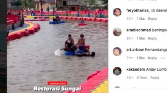 Viral Anak-anak Berenang di Sungai Sekanak Lambidaro, Warganet: Airnya Tolong Dibeningke