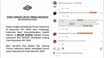 Nikita Mirzani Sebut Akan Sumbangkan Rp 1 Miliar Bila Timnas Indonesia Menang Piala AFF