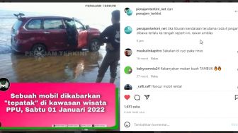 Viral, Mobil Amblas di Pantai PPU, Warganet Sindir: Mau Coba Mobil Amfibi