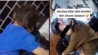 Bikin Heran, Bocah Bisa Tidur di Sembarang Tempat, Warganet: Putri Tidur Sesungguhnya