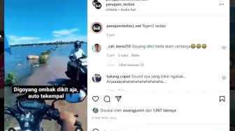 Naik Motor di Atas Air Laut, Pria Ini Berhasil Bikin Warganet Terpanah: Goyang Dikit