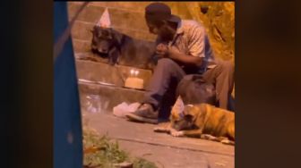 Bikin Mewek, Pria Ini Rayakan Ulang Tahun dan Berbagi Kue Tart dengan 2 Anjingnya