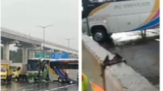 Kecelakaan Bus Terjadi di Pintu Masuk Terminal Jatibening, Warganet Malah Beri Komentar Pedas